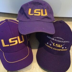 Men’s LSU  Caps 3 per lot,  LSU Dark Purple, Nokia Medium Purple, Vintage Purple